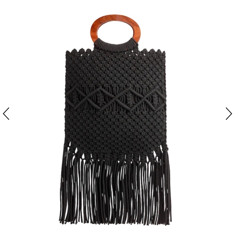 Danielle Nicole Macrame Handbag Black Fringe